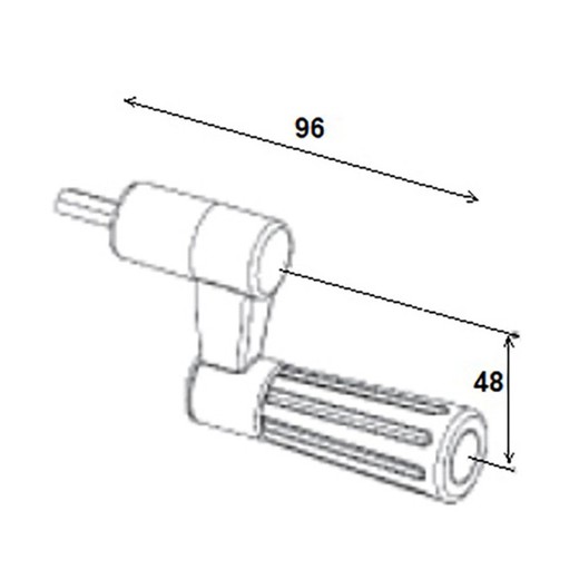 Manivela de torno INTEGRAL com parafuso hexagonal de 6 mm. - curto