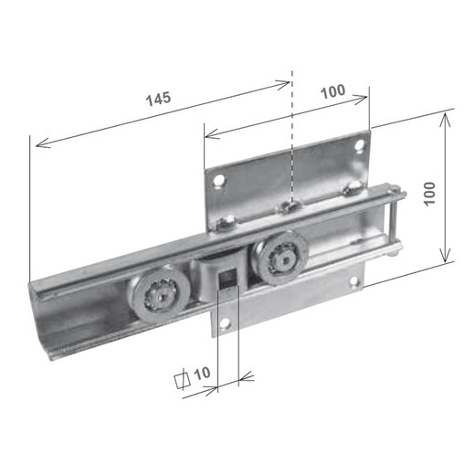 Suporte de placa 100x100 com guia deslizante e suporte. Motor (Para persianas com peso máximo de 70 kg)