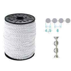 Corrente de plástico para persianas: bolas Ø 4,5 mm x 6 mm - Bobina x 250 m.