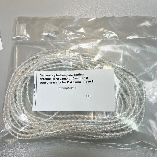 Corrente plástica para persianas de rolo: Substituição 6 m. com 2 conectores