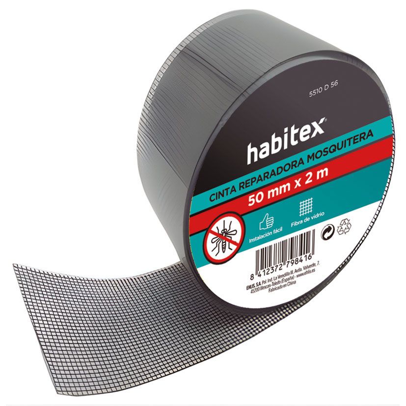 Cinta reparadora mosquitera fibra vidrio: 50 mm. x 2 m.