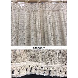 Cortina de rede de pescador de algodão natural com franjas e franjas de crochê (cor bege)