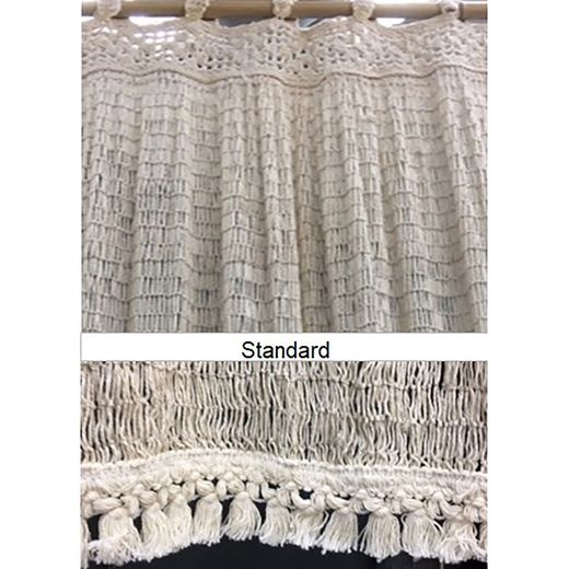 Cortina de rede de pescador de algodão natural com franjas e franjas de crochê (cor bege)