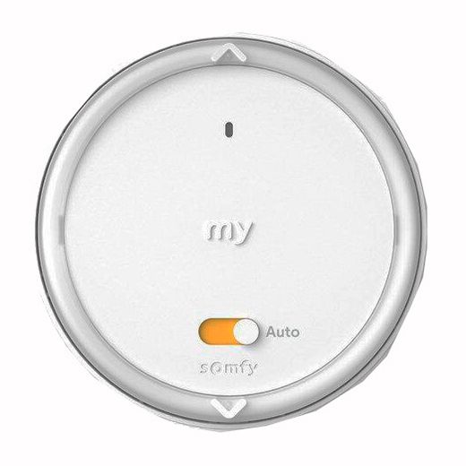 Emisor de pared Somfy radio IO: Amy 1 Modes A/M con tapa redonda (Posiblidad de desvincularse de una centralización) , Sensor de temperatura interior integrado. Valido para persianas orientables.