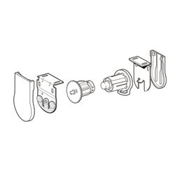 Kit cortina para fuste 43 mm: Mecanismo direto + ponteira com pino metálico Ø 6 mm + suportes aba 10,5 mm + guarnições