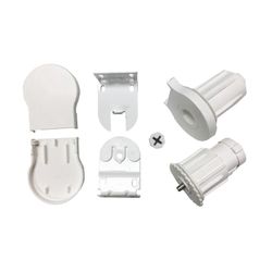 Kit cortina para fuste 43 mm: Mecanismo direto + ponteira com pino metálico Ø 6 mm + suportes aba 10,5 mm + guarnições