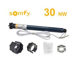 KIT Somfy 30 NW: Motor de persiana mecanico para eje octogonal Ø 60mm. Incluye accesorios de montaje y pulsador cableado para el control de subida, bajada y Stop. Fácil de montar y usar tiene los botones de final de carrera directamente en el motor.