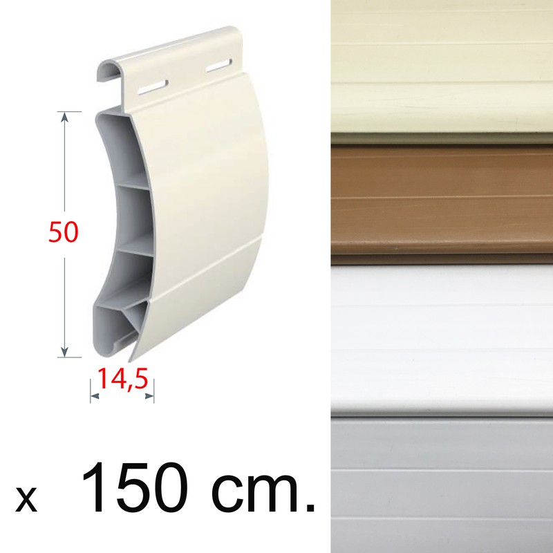 Lama PVC Curva 50 x 14,5 mm (Color a escoger) cortada a 150 cm. o 200 cm. —  Metalúrgica Arandes