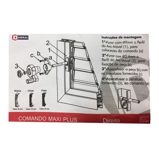 Commande à bouton rotatif Dubral pour l'orientation des lamelles MALLORQUINA, 36 canaux