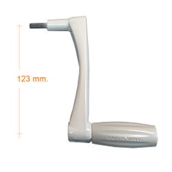 Manivela torno INTEGRAL 123 mm. perno Hexag: 6 mm. Elevado
