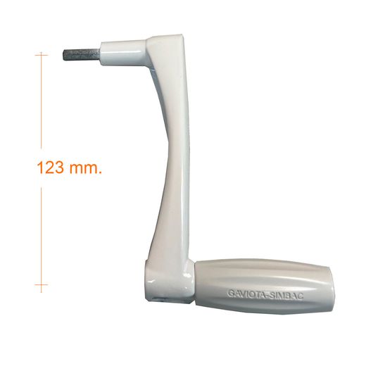 Manivela torno INTEGRAL 123 mm. perno Hexag: 6 mm. Elevado