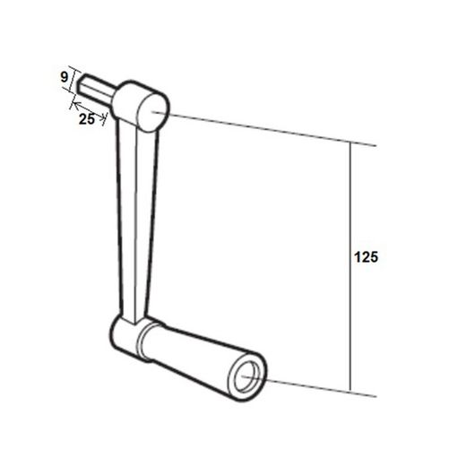 Manivela Torno "K" 125 mm / Parafuso Hexagonal 9 mm x 25 mm.