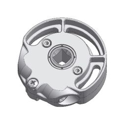 Mécanisme CARDAN en Zamak pour enrouleur RIDEAU, avec auto-freinage, sans fin de course, jusqu'à 8 kg. -A : 3,3/1