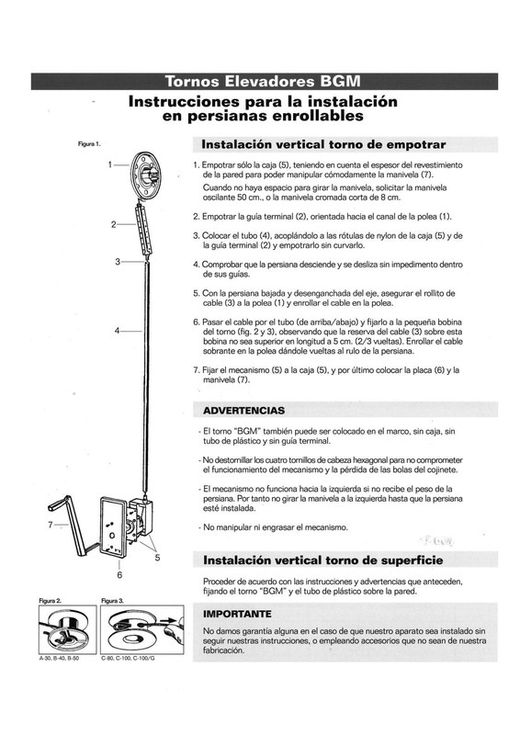 Mécanisme de tour aveugle BGM B-50 / Horizontal (R. 1:1)139x70x57