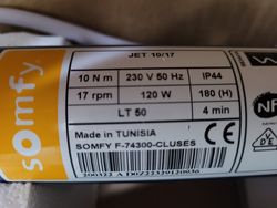 Moteur de store Somfy JET LT50 HiPro 10 Nm / 17 tr/min