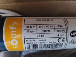 Moteur de store Somfy Helios LT50 HiPro 30 Nm / 17 tr/min