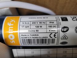 Moteur de store Somfy Oximo 50 RTS 10 Nm / 17 tr/min