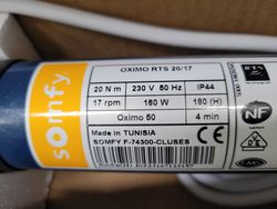 Motor Somfy Persiana "OXIMO 50: 20/17" - radio RTS