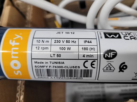 Motor cego Somfy Jet LT50 VR 10 Nm / 12 rpm