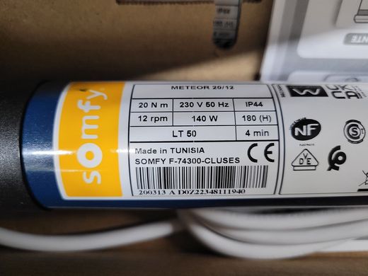 Moteur de store Somfy Meteor VR 20 Nm / 12 tr/min