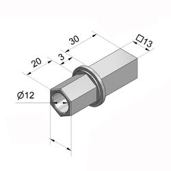Cardan en zamak à insertion de boulon Hex. 19mm/Q.13mm