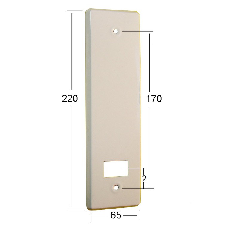 Placa aluminio para recogedor de cinta de persiana R-01: 220x65x1 mm —  Metalúrgica Arandes