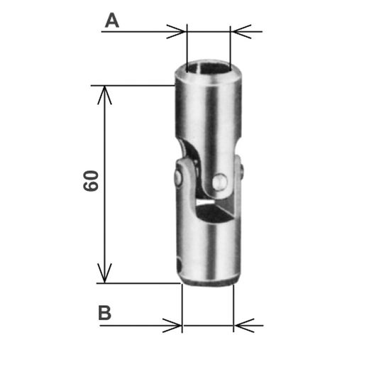 Rotule pour entrée mécanisme CARDAN OBRA Ø 12 mm. et sortie pour tige hexagonale de 10 mm.