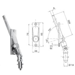 SNODE 70º: haste C. 8 mm - COM PÊNDULO / para manivela Ø 14 mm.
