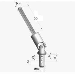 SNODO para Meca. cortina com varão C.6 mm /L:56 - MACHO 10 mm: para manivela Ø 13 mm.