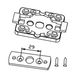 Support moteur PVC gamme 40 50 mm x 68 mm clipsable pour tiroir (entraxe vis 29 mm)