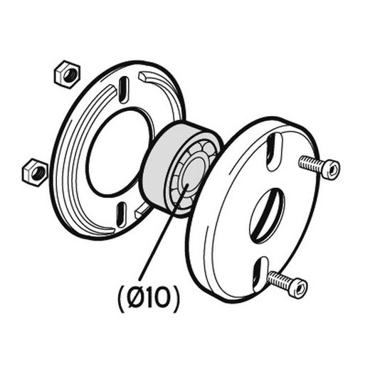 Support de roulement pour axe Ø 10 mm avec boîtier plastique pour support de rideau "M"